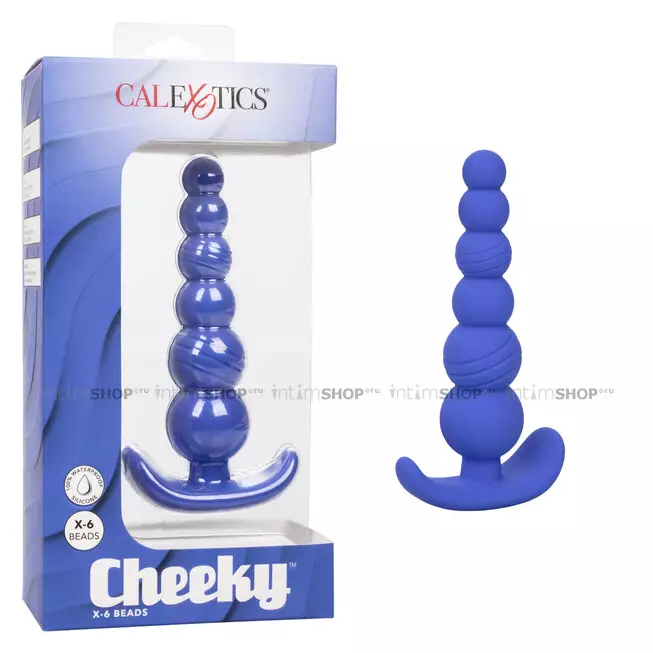 Анальная ёлочка CalExotics Cheeky X-6 Beads, синяя