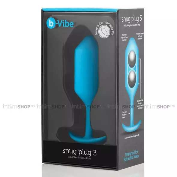 Анальная пробка b-Vibe Snug Plug 3, голубая