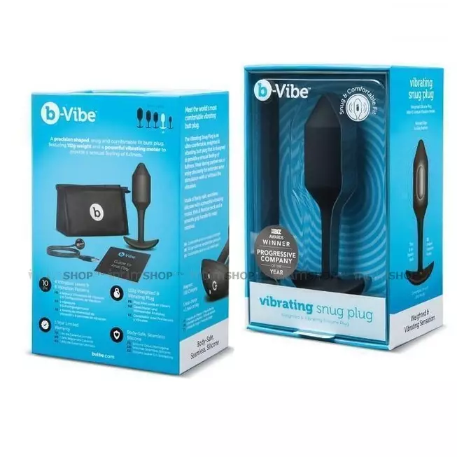 Анальная пробка с вибрацией b-Vibe Vibrating Snug Plug 2, черная