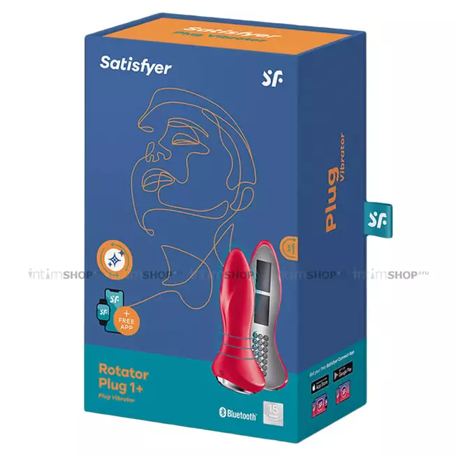 Анальная пробка с вибрацией и римминг эффектом Satisfyer Rotator Plug 1+, красная