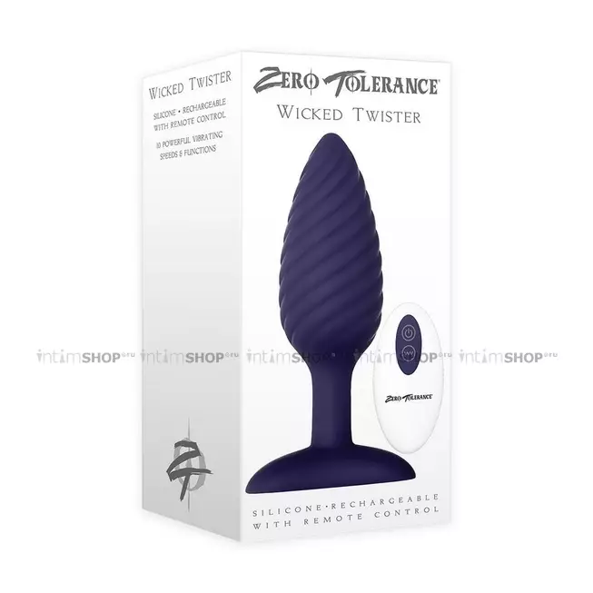 Анальная вибропробка Evolved Zero Tolerance Wicked Twister и пультом ДУ, синяя