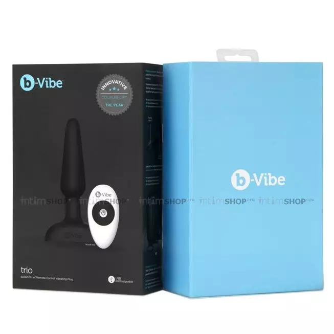 Анальная вибропробка с ДУ b-Vibe Trio, черная