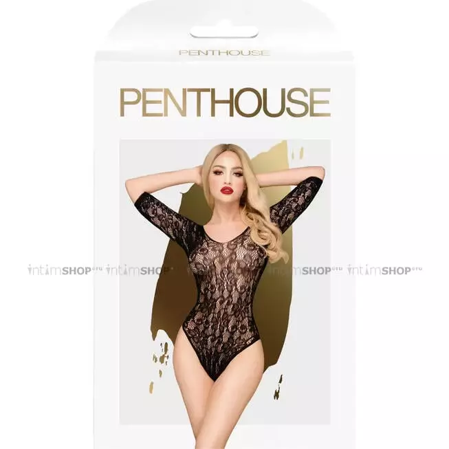 Боди ажурное Penthouse Midnight visit XL, черное