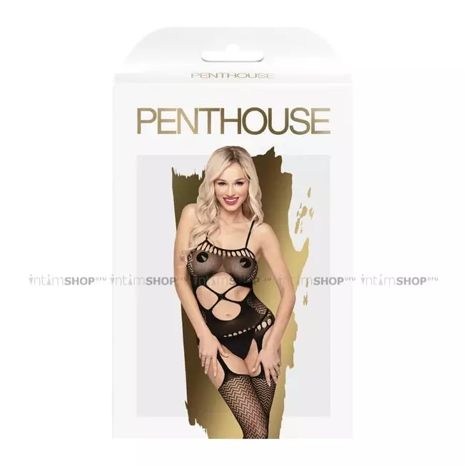 Чулок на тело Penthouse Hot Nightfall, черный, XL