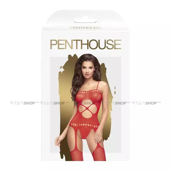 Чулок на тело Penthouse Hot Nightfall, красный, XL