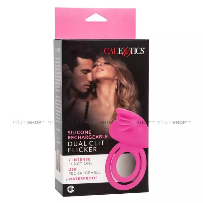 Двойное виброкольцо с язычками CalExotics Dual Clit Flicker Enhancer, розовое