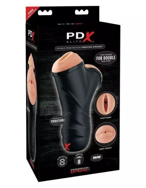 Двойной мастурбатор Pipedream PDX Elite Double Penetration Vibrating Stroker