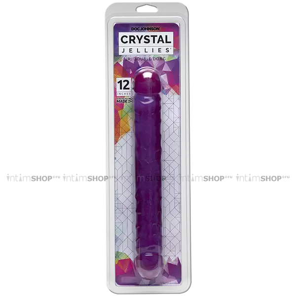 Двусторонний фаллоимитатор Doc Johnson Crystal Jellies Jr. Double Dong 30.5 см, фиолетовый