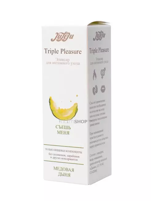 Эликсир Juleju Triple Pleasure Медовая дыня для интимного ухода, флакон, 130 мл