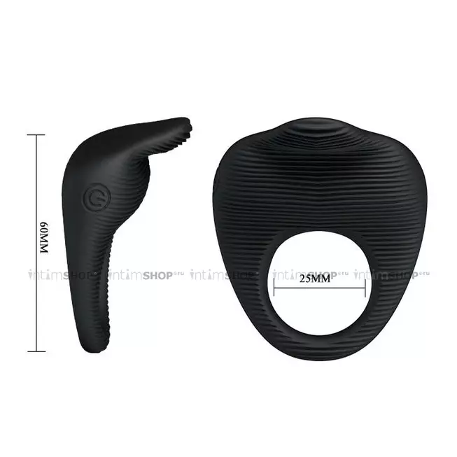 Эрекционное виброкольцо Vibrating Ring со стимулятором клитора, черное