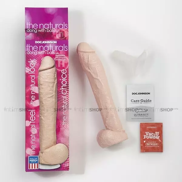 Фаллоимитатор Doc Johnson Vac-U-Lock The Naturals Dong with Balls 29.8 см, телесный