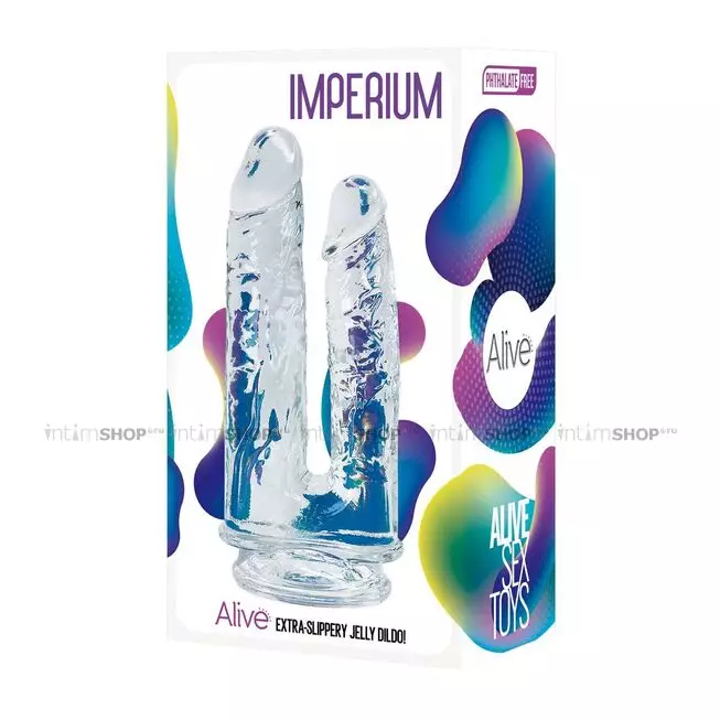 Фаллоимитатор двойной Adrien Lastic Alive Imperium 19 и 17 см, бесцветный