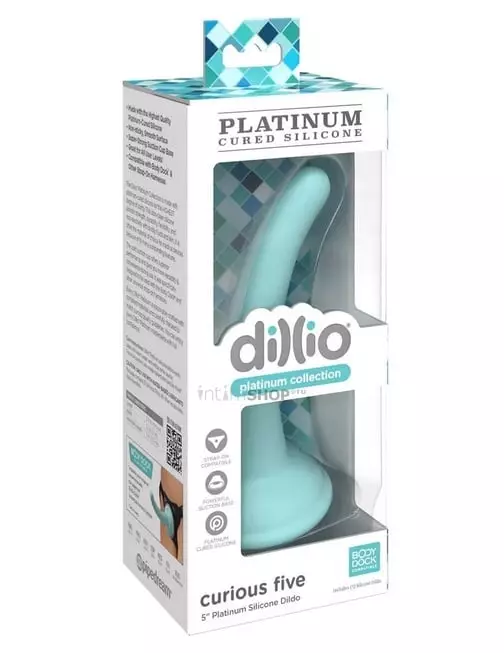 Фаллоимитатор на присоске Pipedream Curious Five Dillio Platinum Collection 14.6 см, бирюзовый