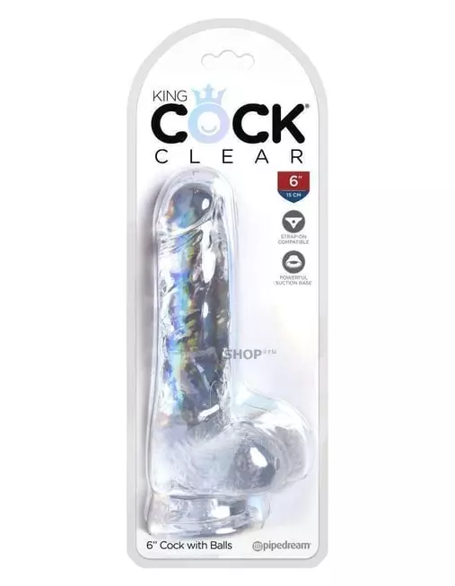 Фаллоимитатор Pipedream King Cock Clear с мошонкой и присоской 17.8 см, бесцветный