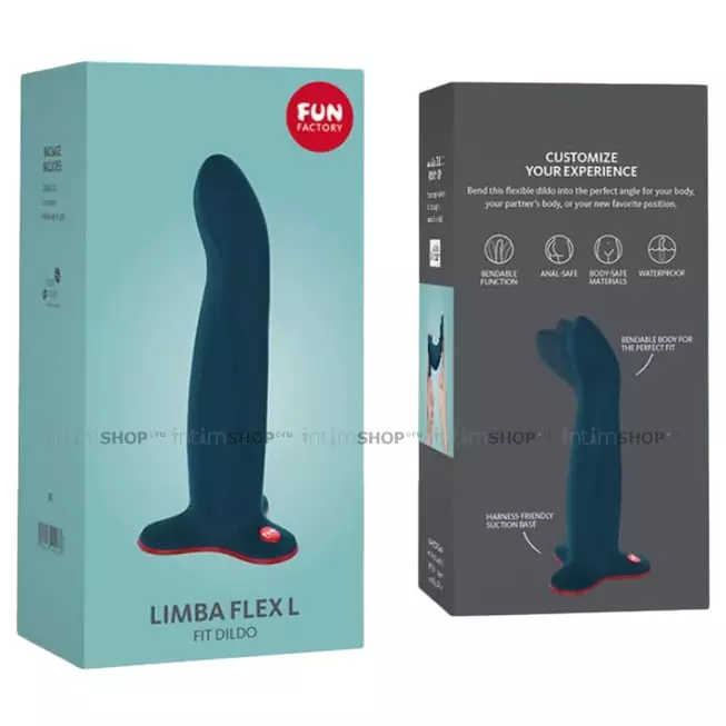 Фаллоимитатор с фиксацией формы Fun Factory Limba Flex L 18 см, бирюзовый