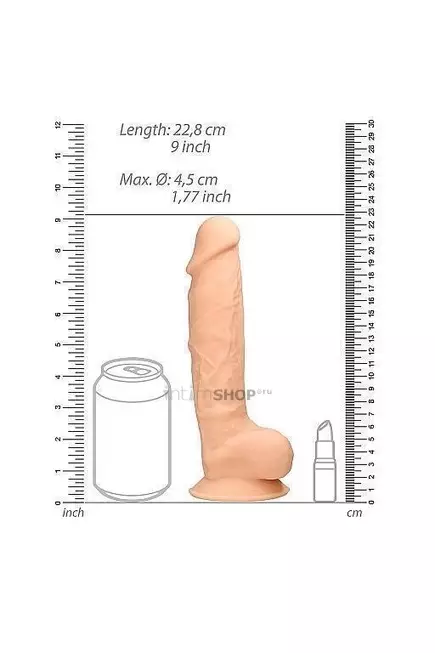 Фаллоимитатор Shots Dildo With Balls  22.8 см, телесный