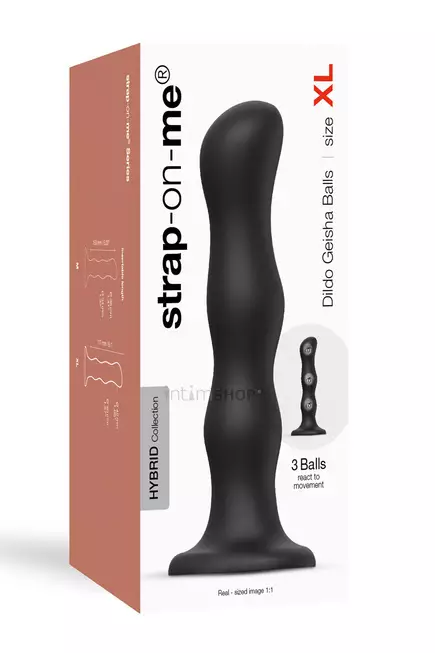 Фаллоимитатор Strap-On-Me Dildo Geisha Ball XL 19 см, черный