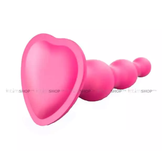 Фаллоимитатор Strap-on-me Dildo Plug Beads Framboise L 16 см, розовый металлик