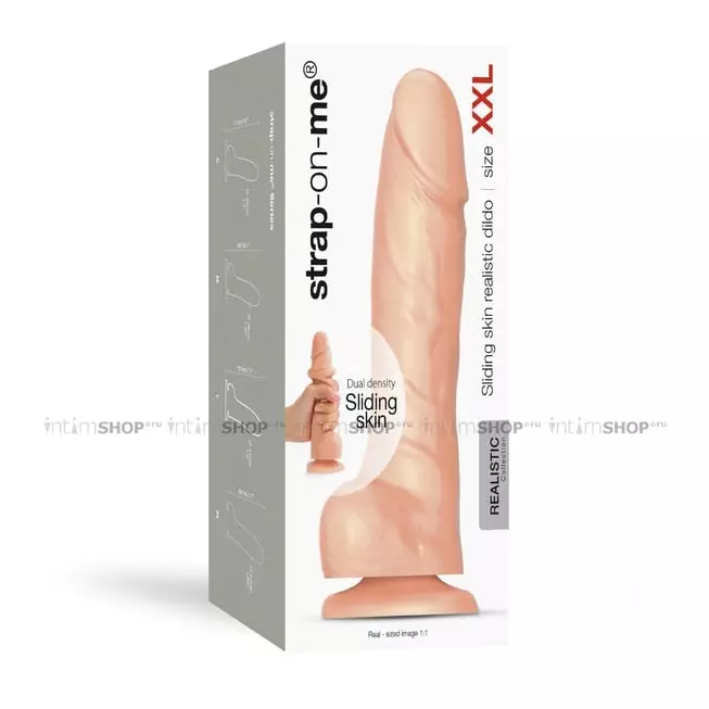 Фаллоимитатор Strap-on-me Sliding Skin Realistic XXL 20.8 см, телесный