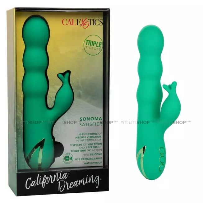 Фрикционный вибратор-кролик CalExotics California Dreaming Sonoma Satisfier, зелёный