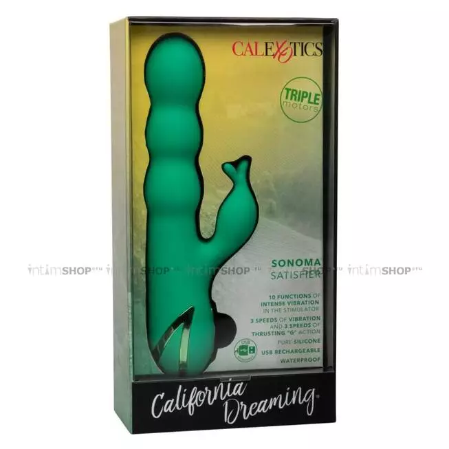 Фрикционный вибратор-кролик CalExotics California Dreaming Sonoma Satisfier, зелёный