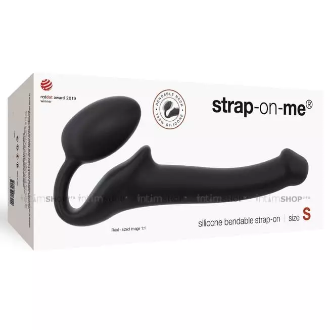 Гибкий страпон Strap-on-me Semi-Realistic S, черный