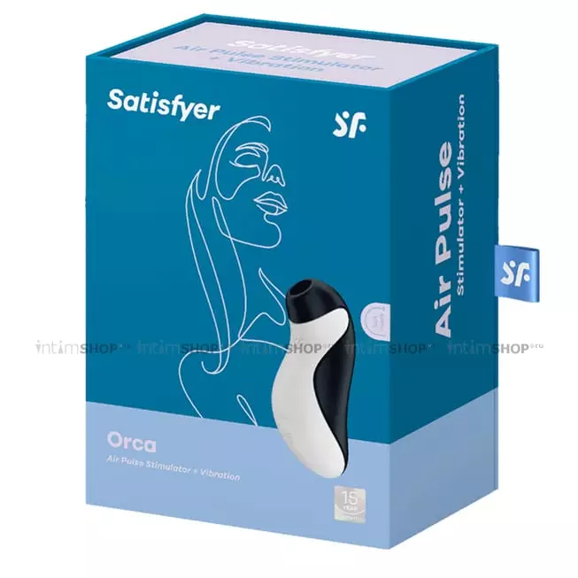 Клиторальный стимулятор с вибрацией Satisfyer Orca, чёрно-белый