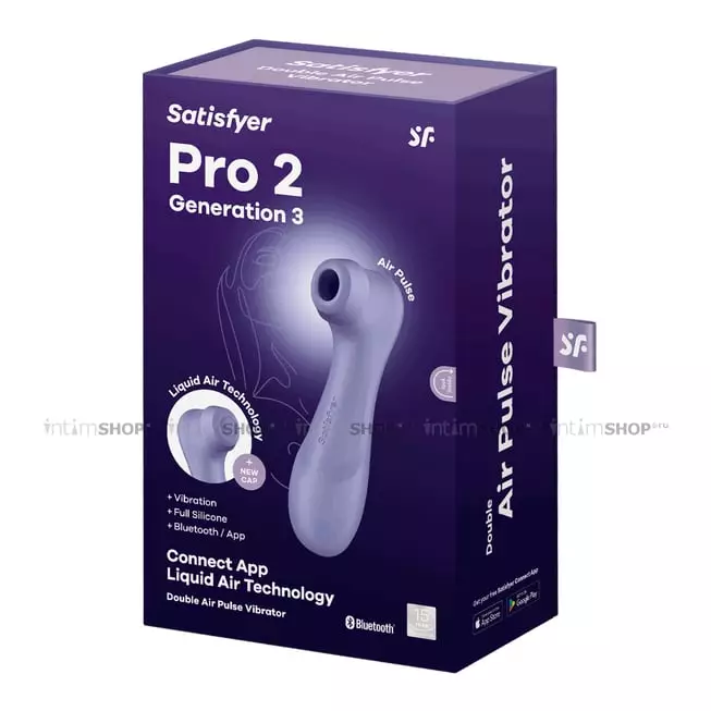 Клиторальный стимулятор с вибрацией Satisfyer Pro 2 Liquid Air Connect App, сиреневый