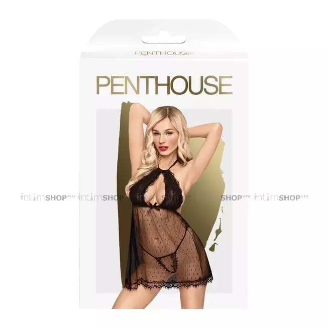 Комплект беби-долл и трусики Penthouse Libido Boost черный, L/XL