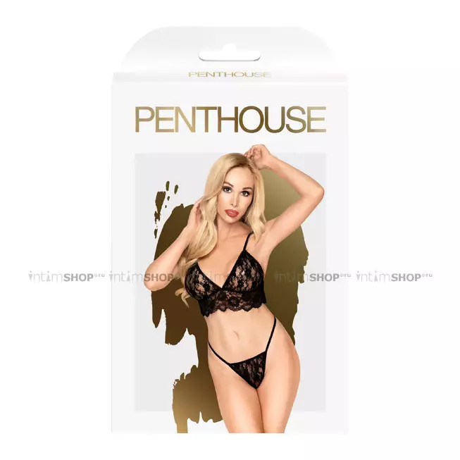 Комплект бюст и трусики Penthouse Double Spice, черный, S/M