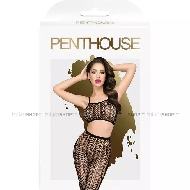 Комплект Penthouse Work it Out топ и колготки XL, черный