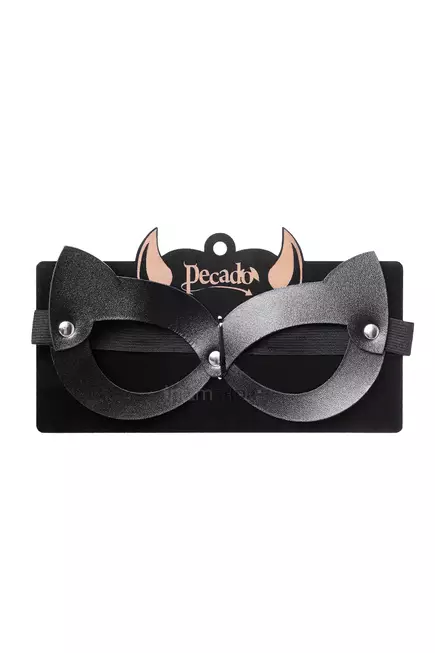 Маска-кошка Pecado BDSM с ушками, черная