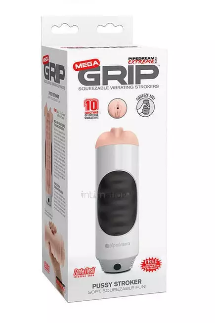 Мастурбатор Pipedream вагина c вибрацией Extreme Toyz Mega Grip Vibrating Stroker Pussy, телесный