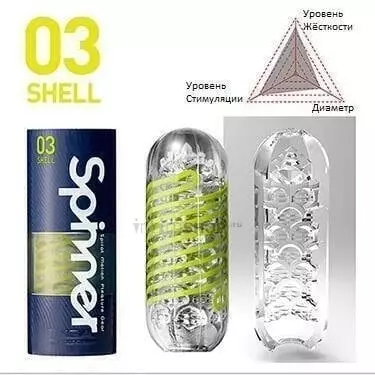 Мастурбатор Tenga Spinner 03 Shell, зеленый