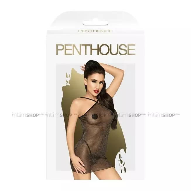 Мини-платье с трусиками Penthouse Bombshell S/M, черное