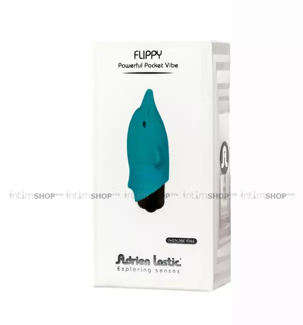 Мини-вибратор Adrien Lastic Pocket Dolphin Flippy, голубой