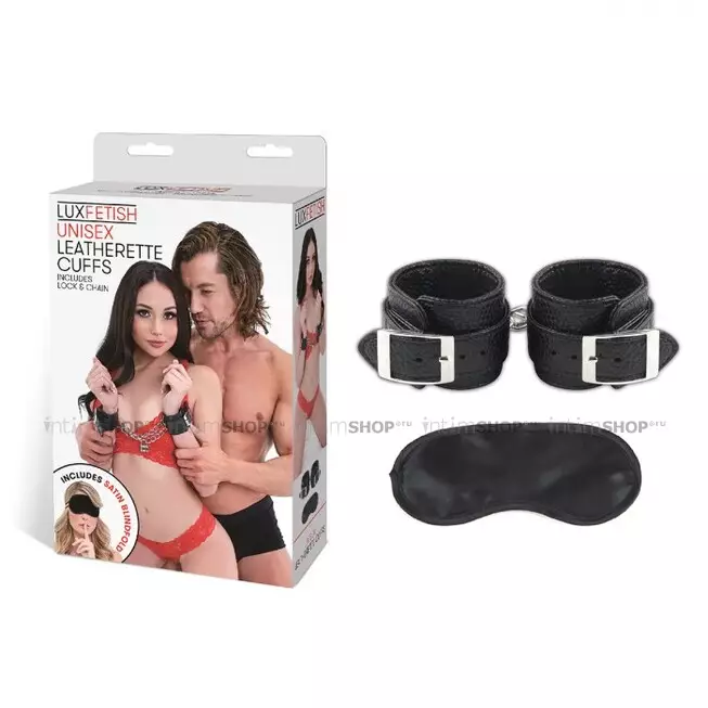 Наручники Lux Fetish Unisex с маской на глаза, черные