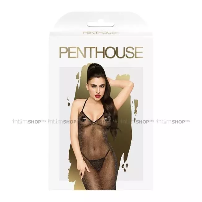 Платье макси с трусиками Penthouse Love On Fire L/XL, черное