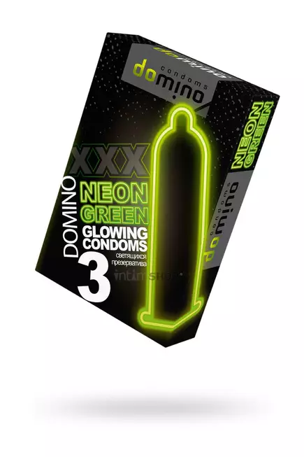 Презервативы Domino Neon №3 светящиеся, зеленые, 3 шт