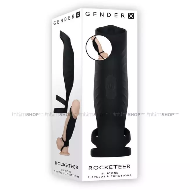 Сбруя на пенис с вибрацией Evolved Gender X Rocketeer, чёрная