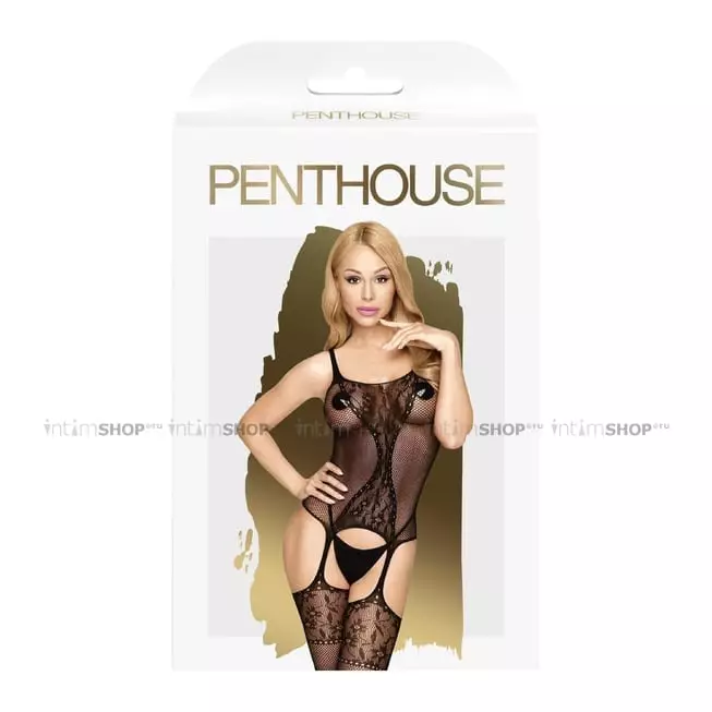 Сеточный корсаж с имитацией чулочков Penthouse Miss Сurvy черный, S/L