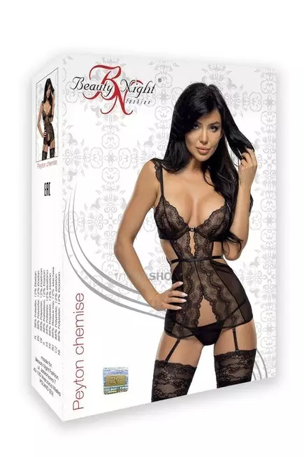 Сорочка Beauty Night Peyton chemise, Чёрный, L/XL