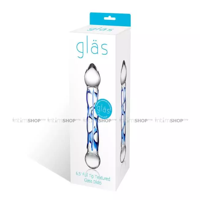 Стеклянный фалос Glas Full Tip Textured 17 см, синий