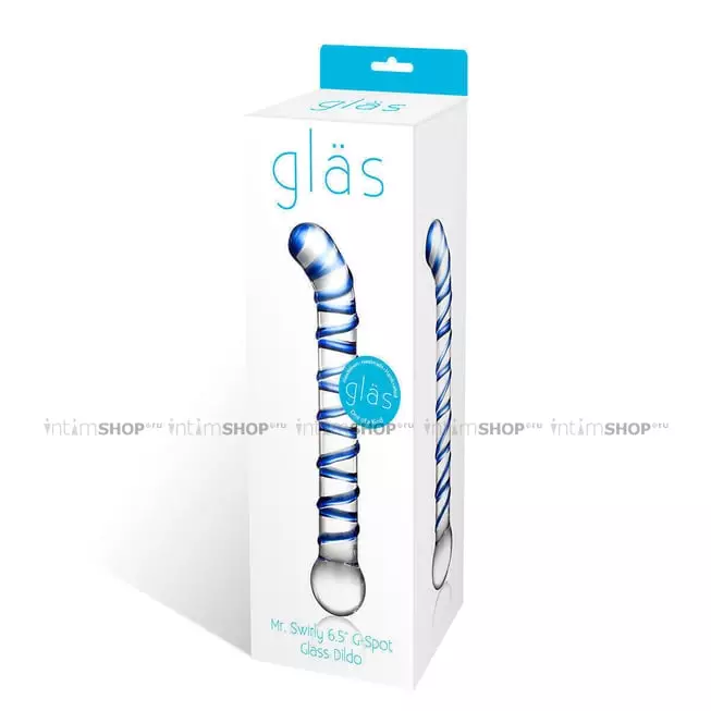 Стеклянный стимулятор для точки G Glas Mr. Swirly 17 см, синий