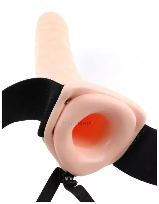 Страпон полый с вибрацией Pipedream Fetish Fantasy 8 Vibrating Hollow Strap-On, телесный