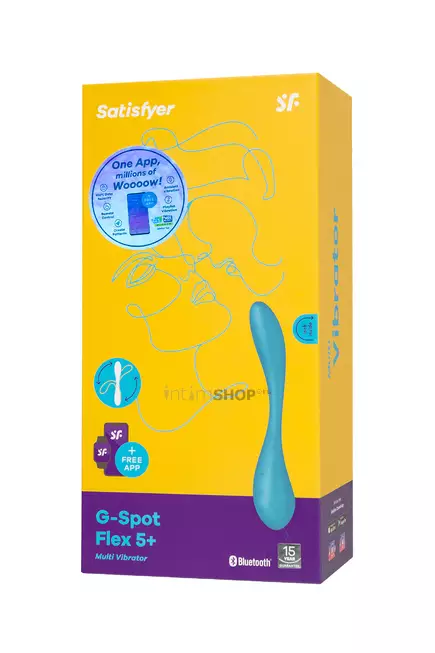 Вагинально-клиторальный вибратор с фиксацией формы Satisfyer G-Spot Flex 5+, голубой