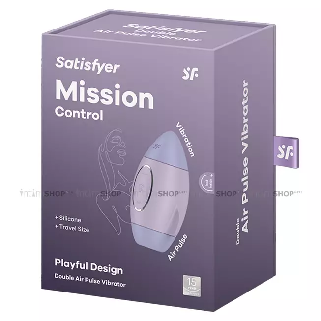 Вакуумно-волновой стимулятор клитора с вибрацией Satisfyer Mission Control, сиреневый