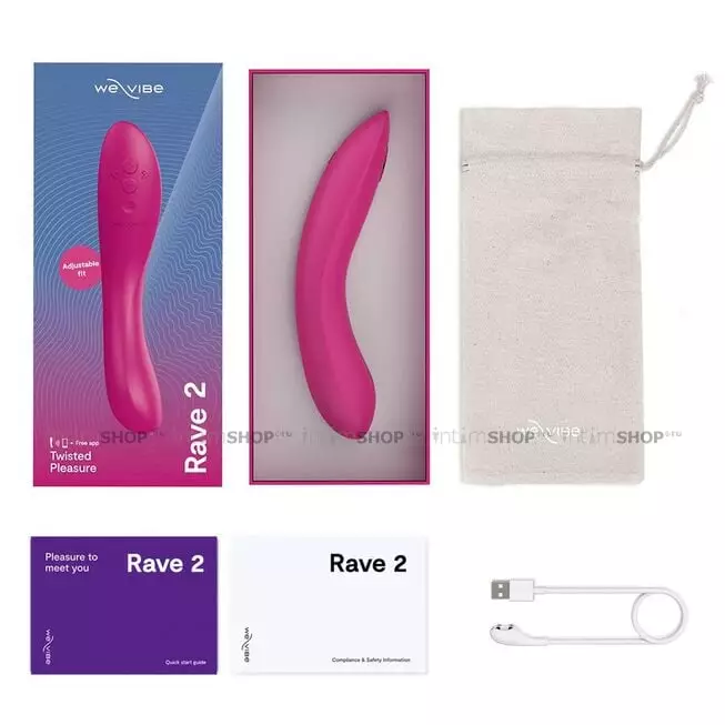 Вибратор для точки G We-Vibe Rave 2 с фиксацией формы, розовый