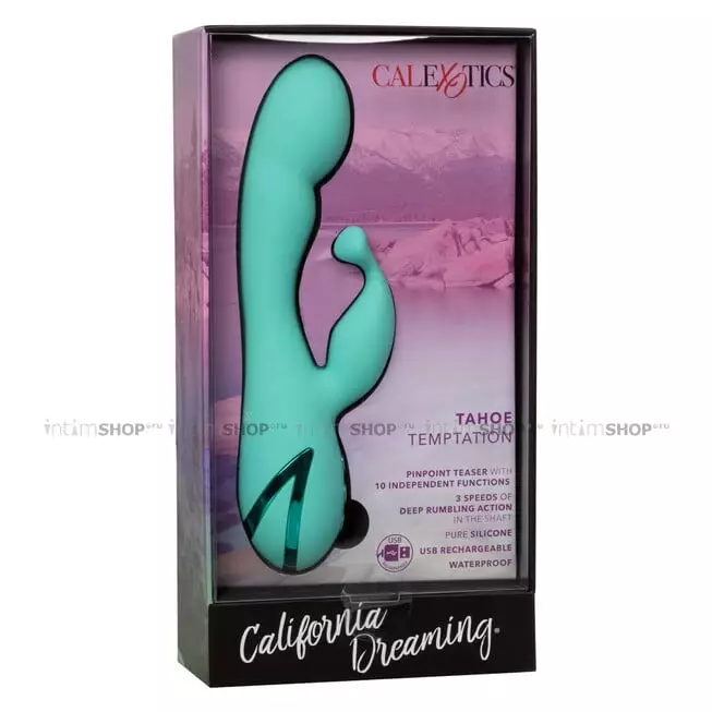 Вибратор-кролик CalExotics California Dreaming Tahoe Temptation, бирюзовый