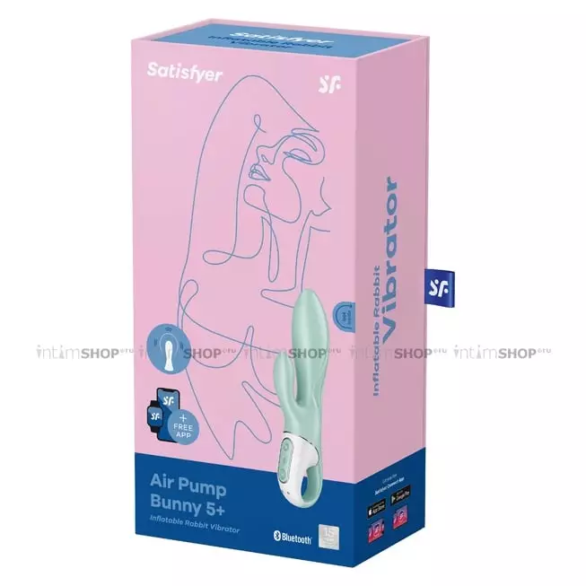 Вибратор-кролик с расширением Satisfyer Air Pump Bunny 5+, мятный